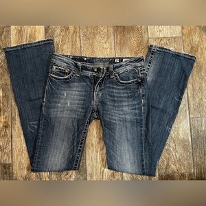 Miss Me Jeans Boot Cut JW5307B3 Faux Leather Trim Distressed style size 29